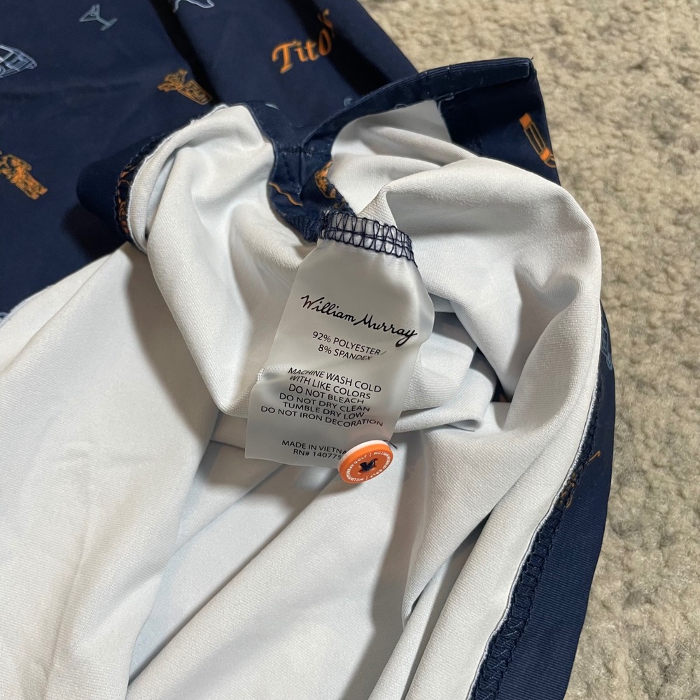 William Murray Golf x Tito's Vodka Mens Navy Blue Texas Print Polo Shirt Small - Picture 6 of 7